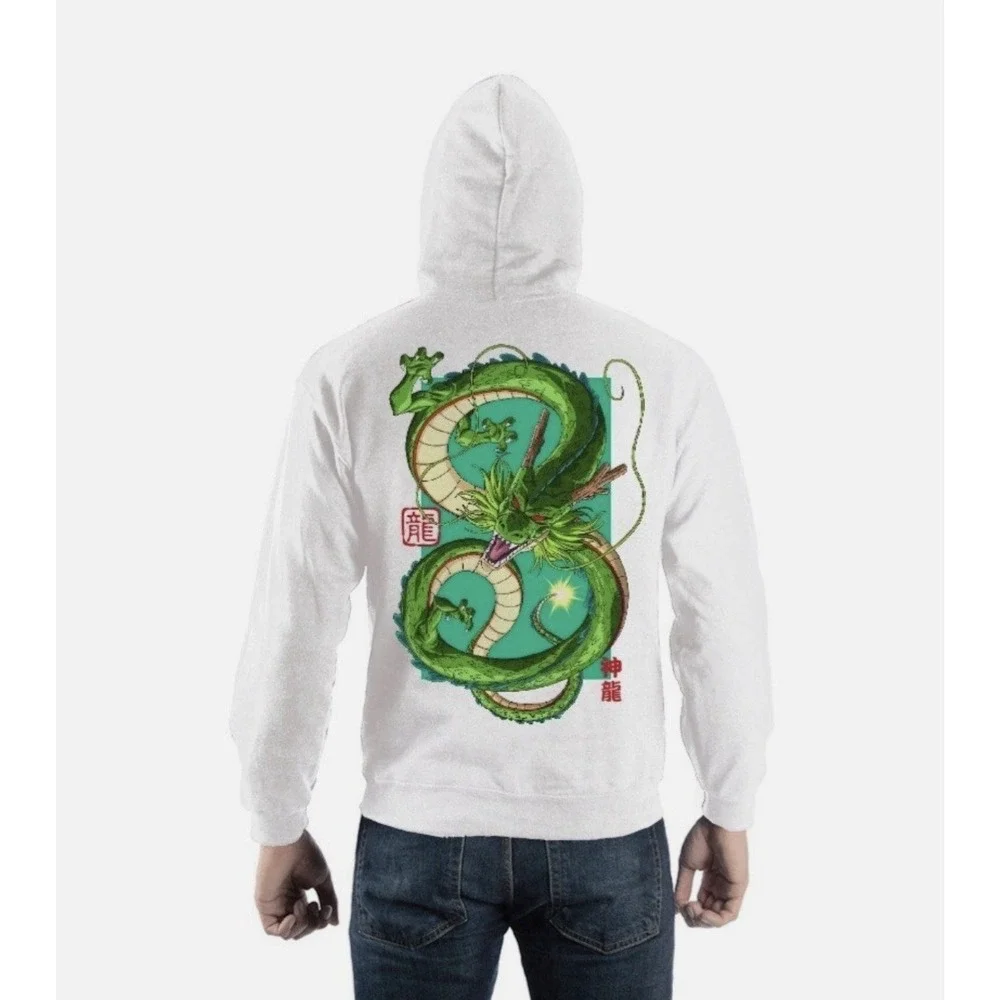 Dragon Ball Z Shenron White Hoodie Mens Small Graphic Pullover Toei Animation